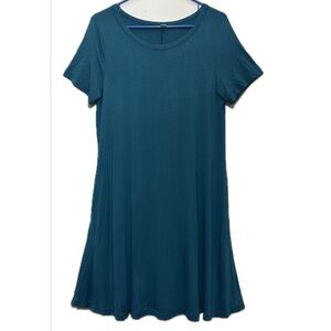 Teal Short Sleeve‎ T-Shirt Dress, Soft & Casual, Pull-Over Comfort size Large